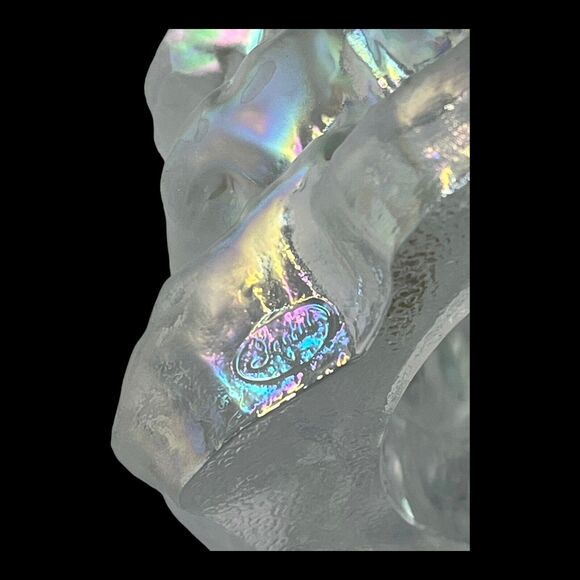 Fenton Glass Christmas Tree Figurine 6.5" Large White Iridescent Gold Bird Vtg - Picture 7 of 8